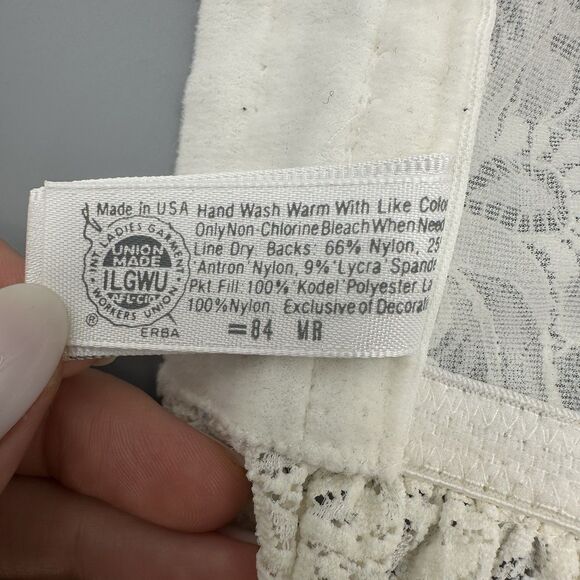 Vtg 90s Oscar De La Renta White Lace Corset Bustier Bra Coquette 36B Union Made - Picture 10 of 11